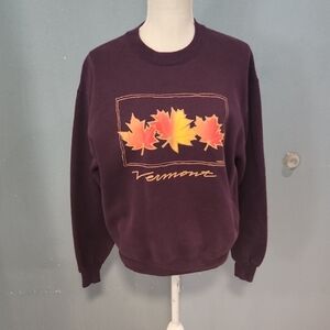 Vintage 90's Jerzees Supersweats Vermont State Fall Leaves Chunky Sweatshirt